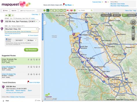 napquest|mapquest train and bus directions.